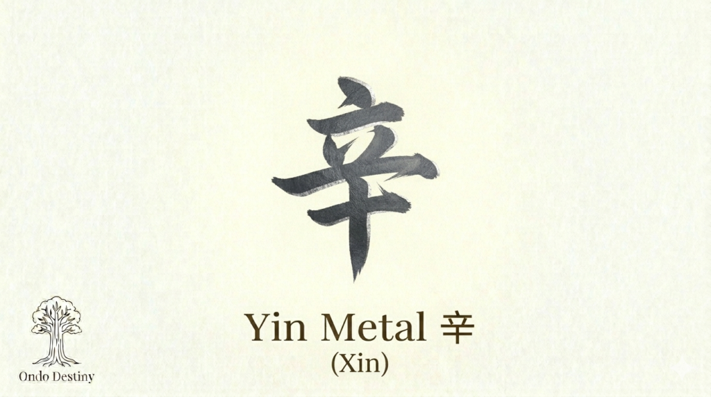 Yin Metal Xin Heavenly Stem Calligraphy for BaZi Analysis