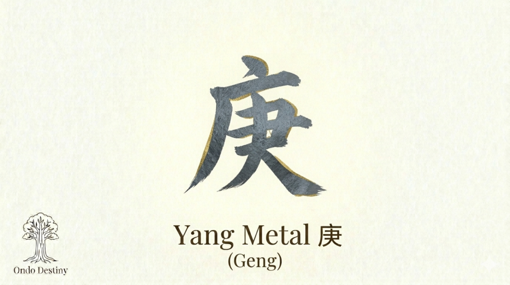 Yang Metal Geng Heavenly Stem Calligraphy for BaZi Analysis