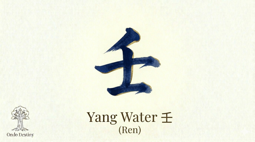 Yang Water Ren Heavenly Stem Calligraphy for BaZi Analysis