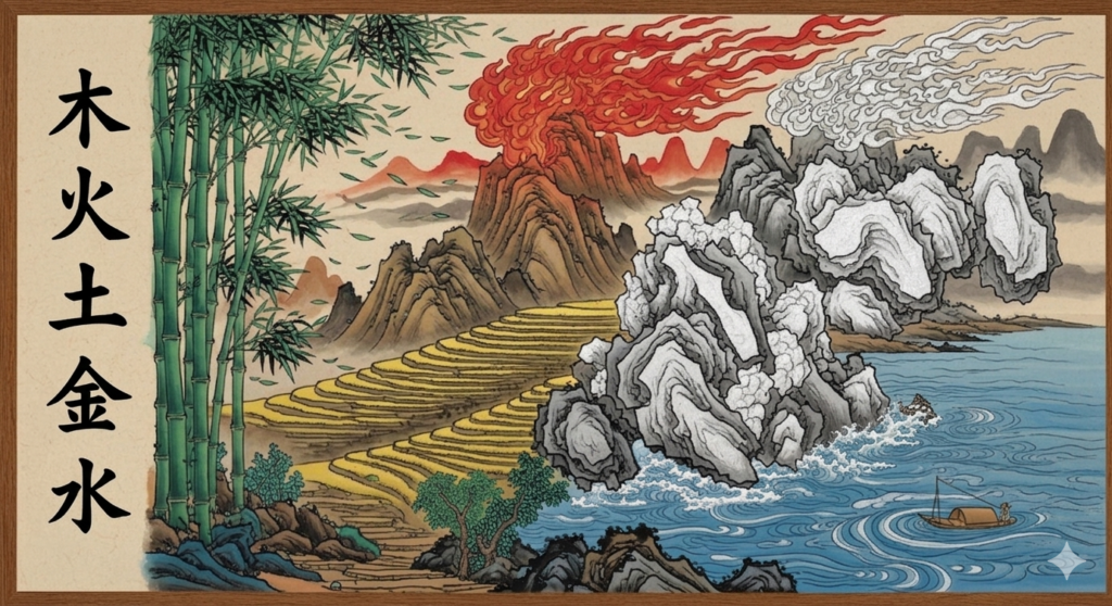 Five Elements Oriental Painting Image