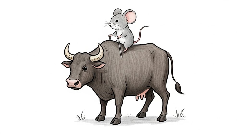 rat on the back of a cow